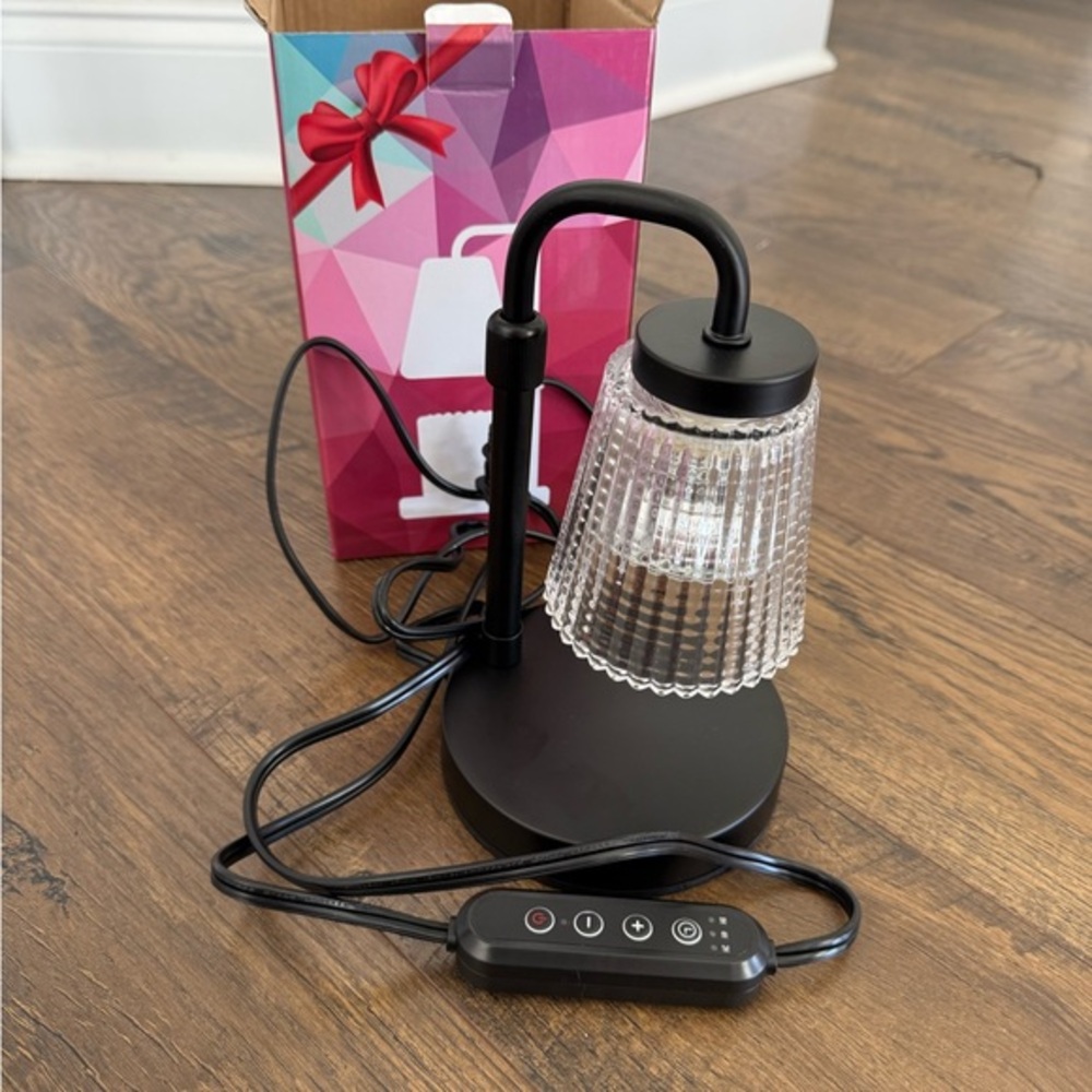 Black Table candle warmer with Clear Glass Shade